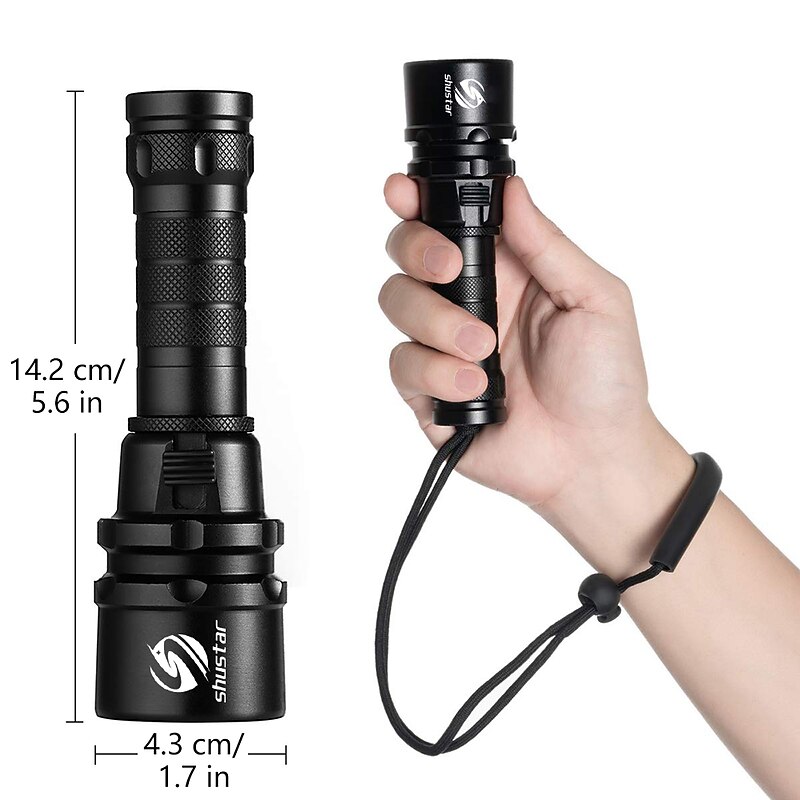 LED Flashlights Super Bright Diving Flashlight IP68 Highest Waterproof Rating Professional Diving Light Powered by 18650 Battery With Hand Rope4