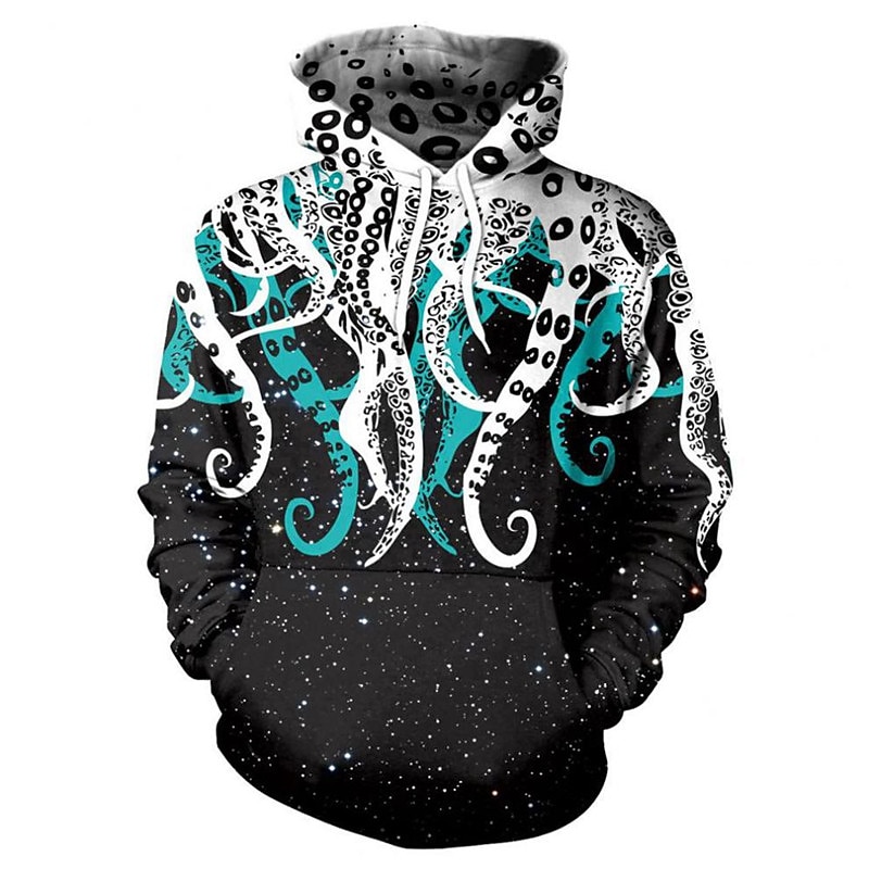 Men's Graphic Octopus Hoodie Hoodies Sweatshirt Casual Big and Tall Long Sleeve Hooded Daily Sports Streetwear Black Blue Print Summer Spring Designer