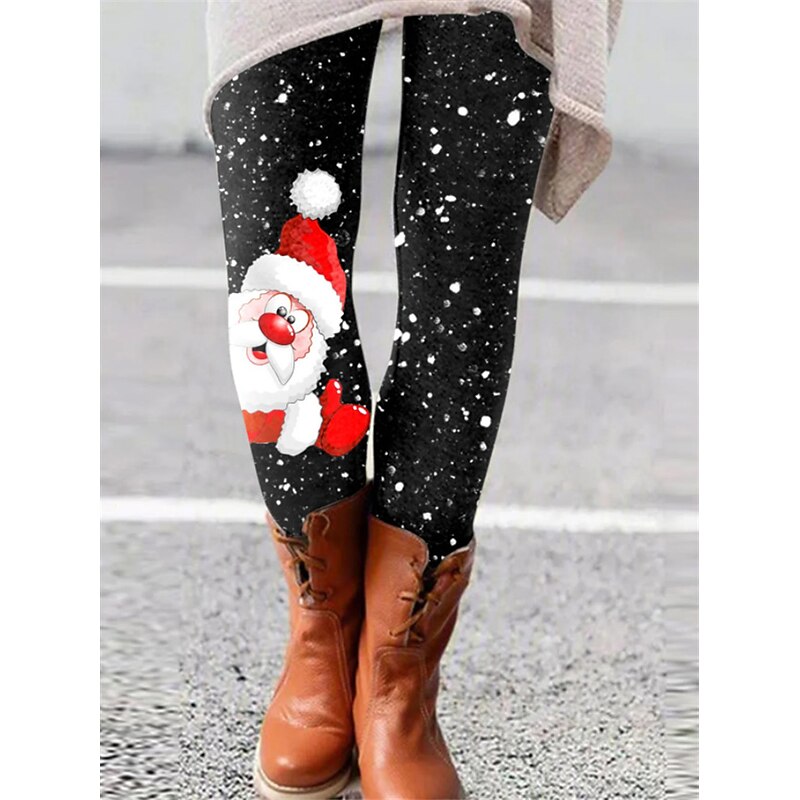 Women's Normal Tights Leggings Cozy Leggings Fashion Full Length Mid Waist Reindeer Christmas Print Butt Lift Comfort Tummy Control Micro-elastic Daily 5 6 7 8 Skinny3