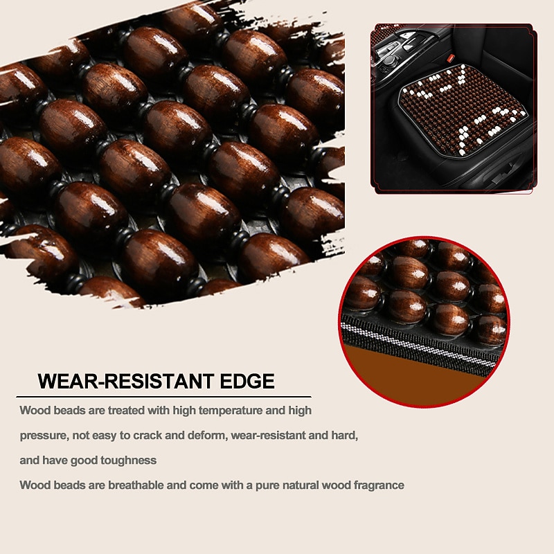 Summer Wooden Beads Car Seat Cushion Pad Breathable Cool Universal Four Seasons Ventilation Truck Seat Cover Mat Rug Protector2