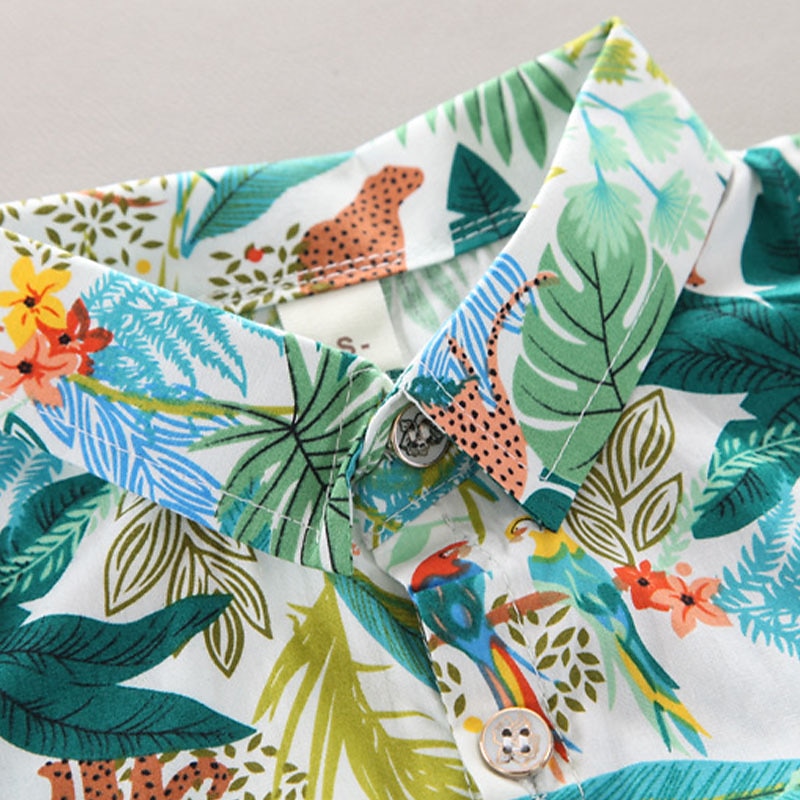 Boys 3D Flower / Floral T-shirt & Shorts Chic & Modern Basic Casual Cotton Kid's4