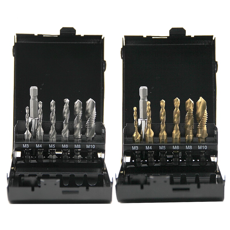 6pc HSS Composite Tap 60mm Extension Rod Drilling And Tapping Machine With Hole Tapping And Chamfering Tool Set