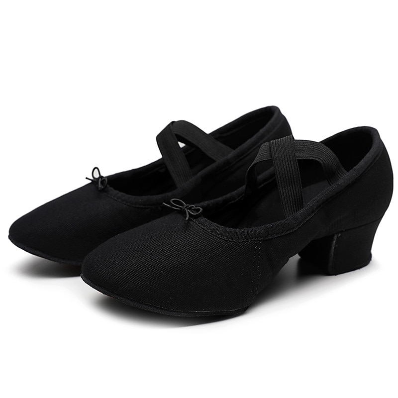 Women's Black Canvas Dance Shoes – Lightweight, Flexible Ballet Flats with Cross-Strap Design for Jazz, Ballet, and Dance Classes3