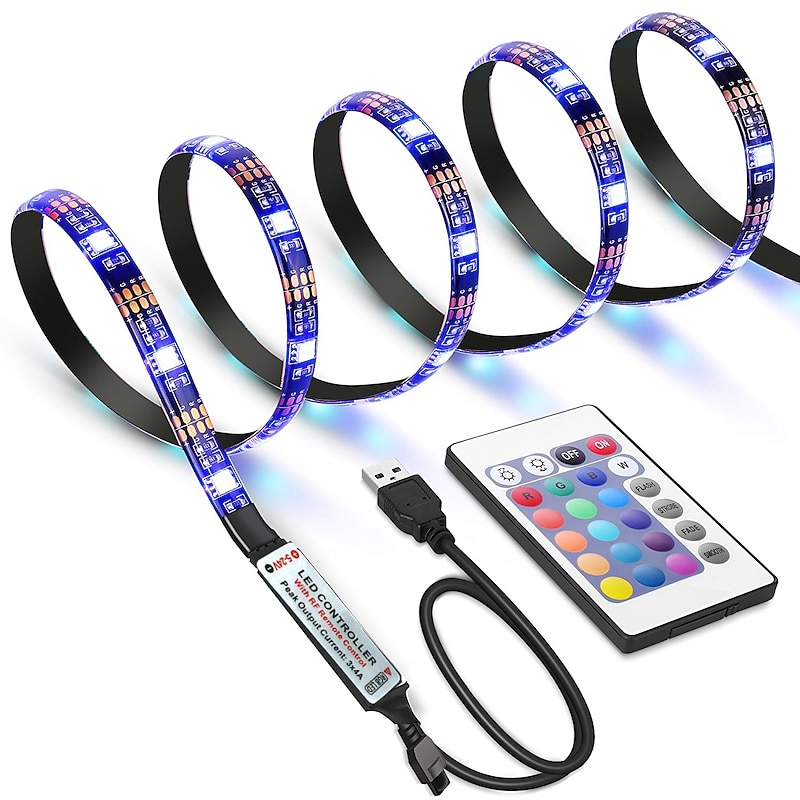 LED RGB Strip Light Color Light Bar 1-4 Meter 14-95 inch TV Backlight Tit Including 24 Key IR Controller PC Display Bedroom Game room Home Theater Atmosphere Light3