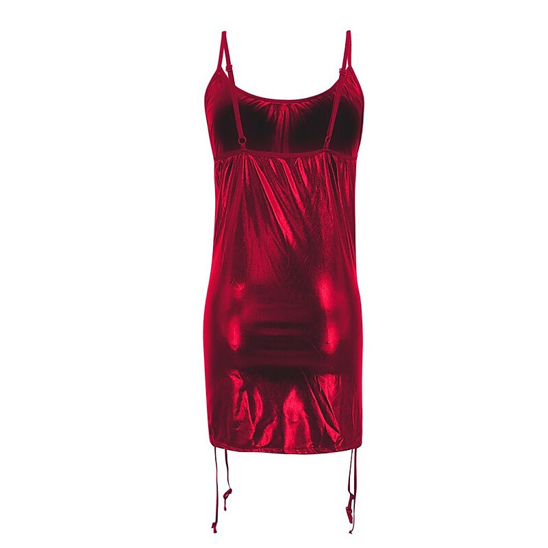 Dance Costumes Exotic Dancewear Dress Pure Color Splicing Women's Training Performance Sleeveless Dropped PU Polyester4