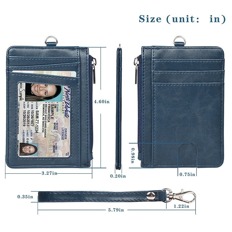 Leather Credit Card Holder Men Women Rfid Business ID Badge Case Porte Bus Card Pass Name Card Cover Slim Wallet With Lanyard4