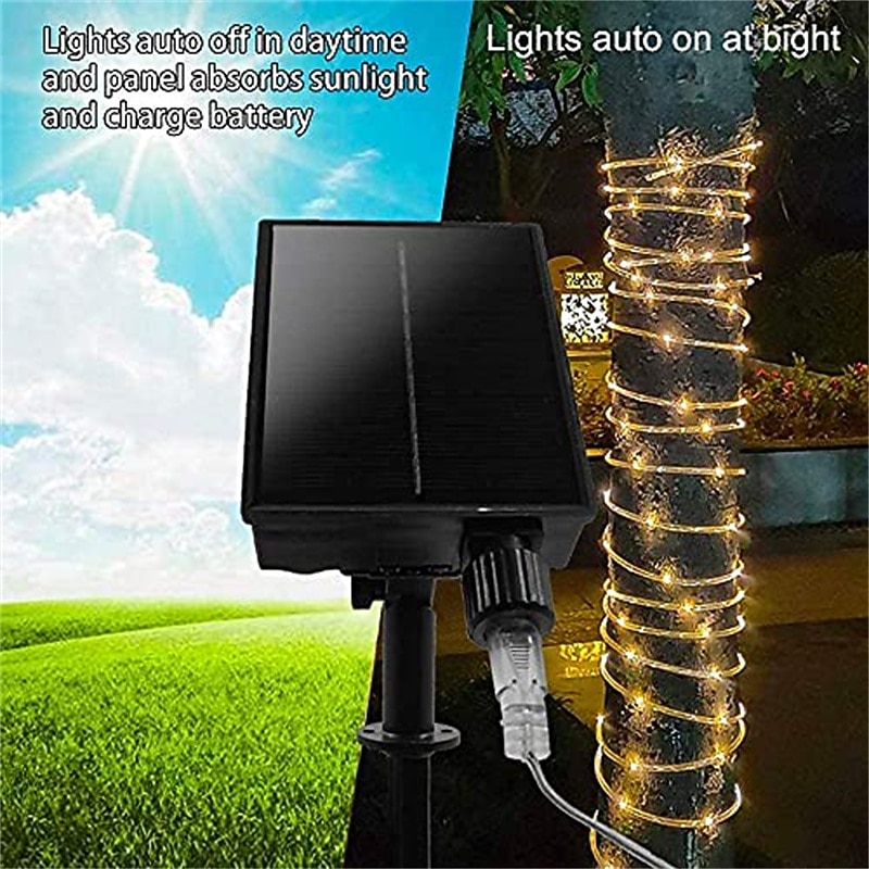 7/12/20m Solar LED String Lights Outdoor Holiday 50/100/200/300/500LEDs EL 5mm 1Set Mounting Bracket Warm White Cold White RGB Holiday Lights Outdoor Party Holiday Solar Powered3