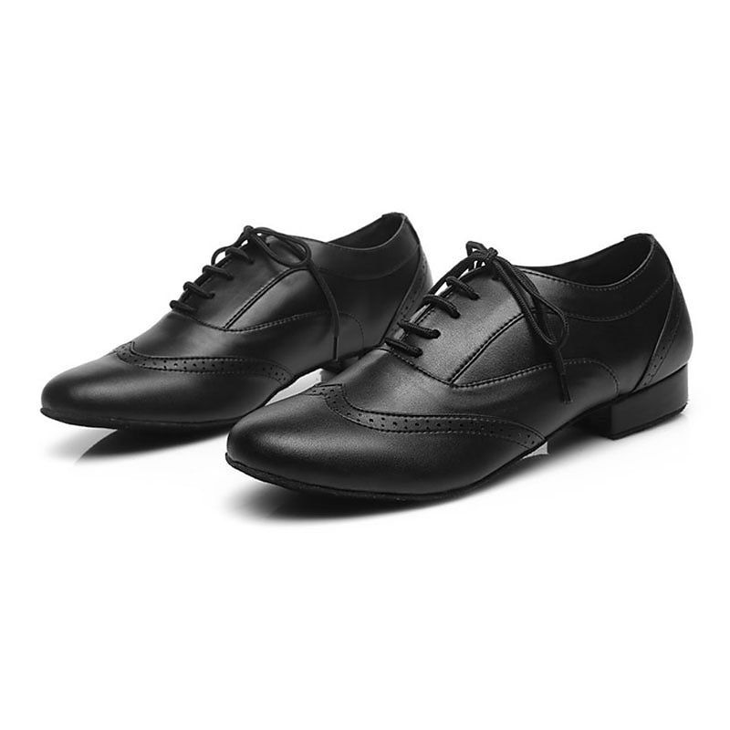 Men's Black and White Oxford Dance Shoes – Classic Lace-Up Leather Ballroom Shoes for Latin, Tango, and Swing Performances4