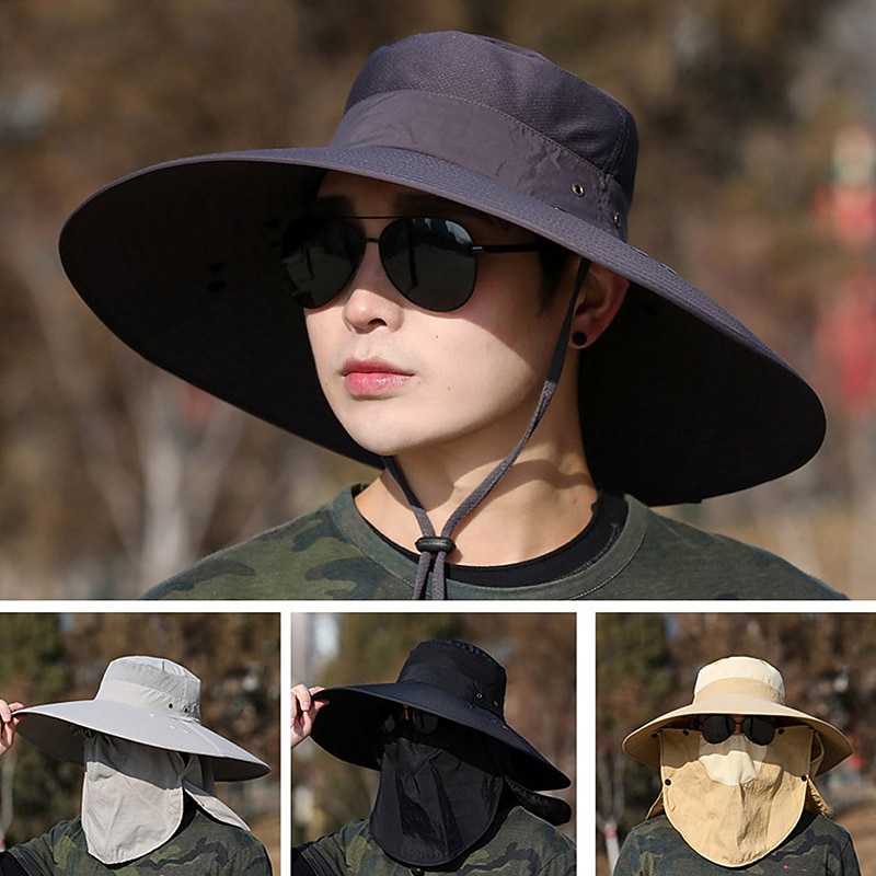 Sun Hat Bucket Hat Fishing Hat Hat UV Sun Protection Sunscreen Quick Dry Summer Spring Wide Brim with Face Cover & Neck Flap Men's Women's Fishing Activity3