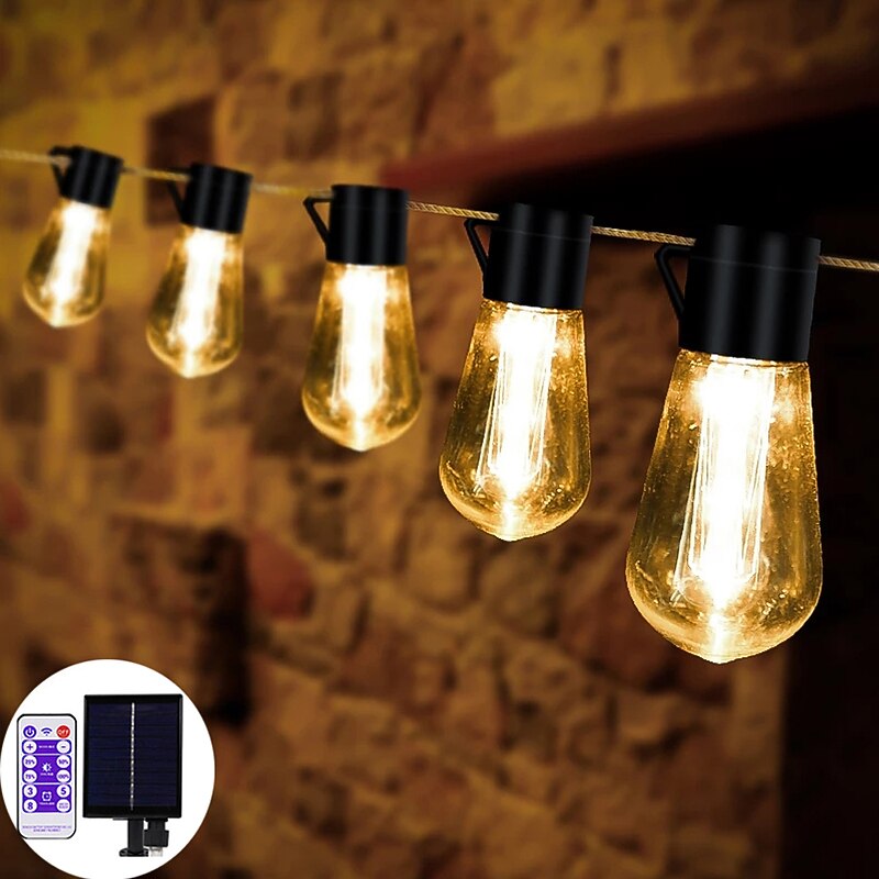 Elegant Wedding Party Reception 5M 20LED Solar Globe String Lights with Remote, Retro G50 Bulbs, IP65 Waterproof for Outdoor Garden Party, Holiday Home Decoration3
