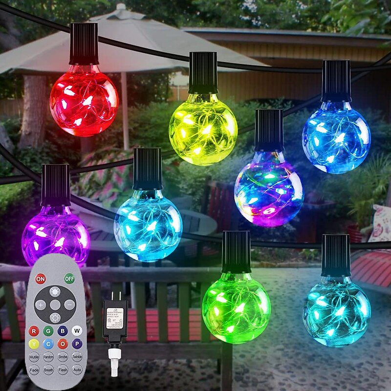 Globe String Lights Outdoor 15m 25LEDs 20Modes Patio Lights with 25 Waterproof Shatterproof RGB Color Changing Bulbs(2 Spare) G40 Globe String Lights for Outside Backyard Porch Balcony Party Decor3