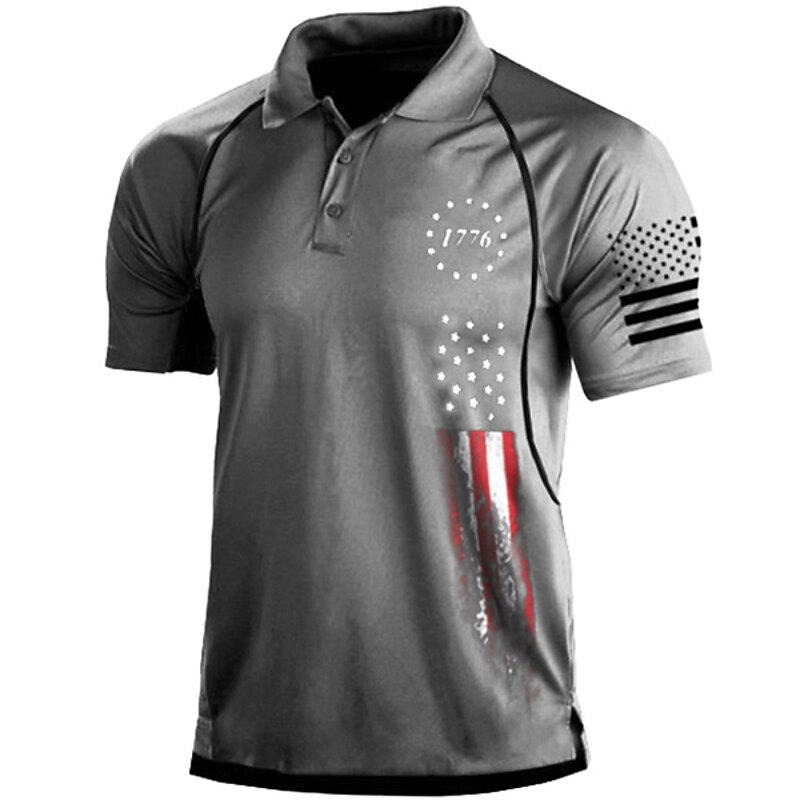 Men's Polo Shirt T shirt 1776 Independence Day American Flag Print Patriotic Military Tactical Shirt Tee shirt Short Sleeve Shirt Top Outdoor Breathable Quick Dry Lightweight Summer Fishing Combat4