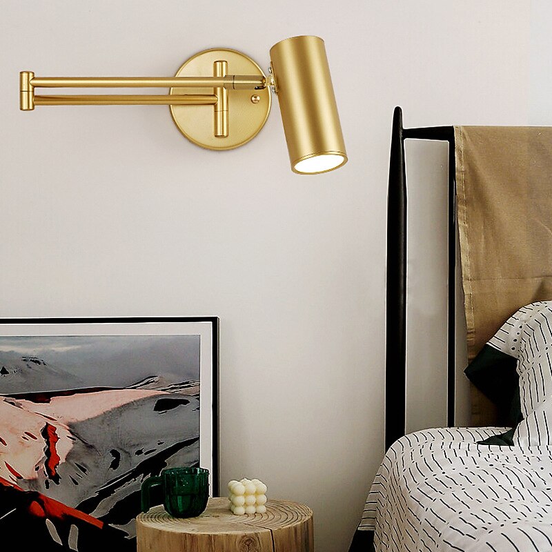 LED Wall Sconce Swing Arm Light Indoor Wall Light Fixture for Living Room Bedroom Iron Design 85-265V4