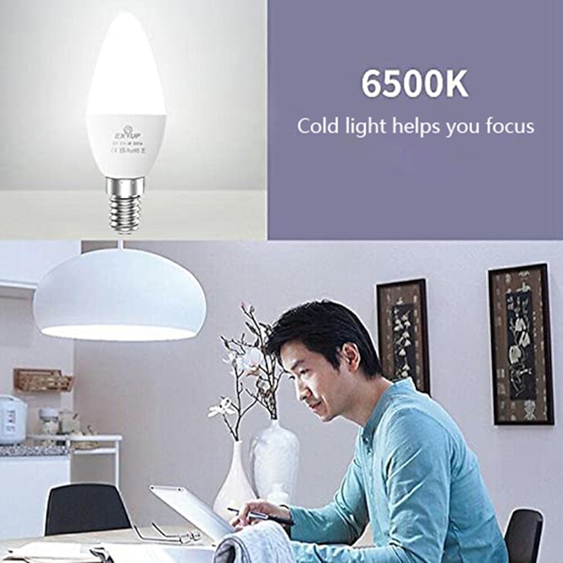 12pcs 6pcs 6W Candle Candelabra LED Light Bulb 600lm E14 C37 20 LED Beads SMD 2835 60W Halogen Equivalent Warm Cold White 110-240V3