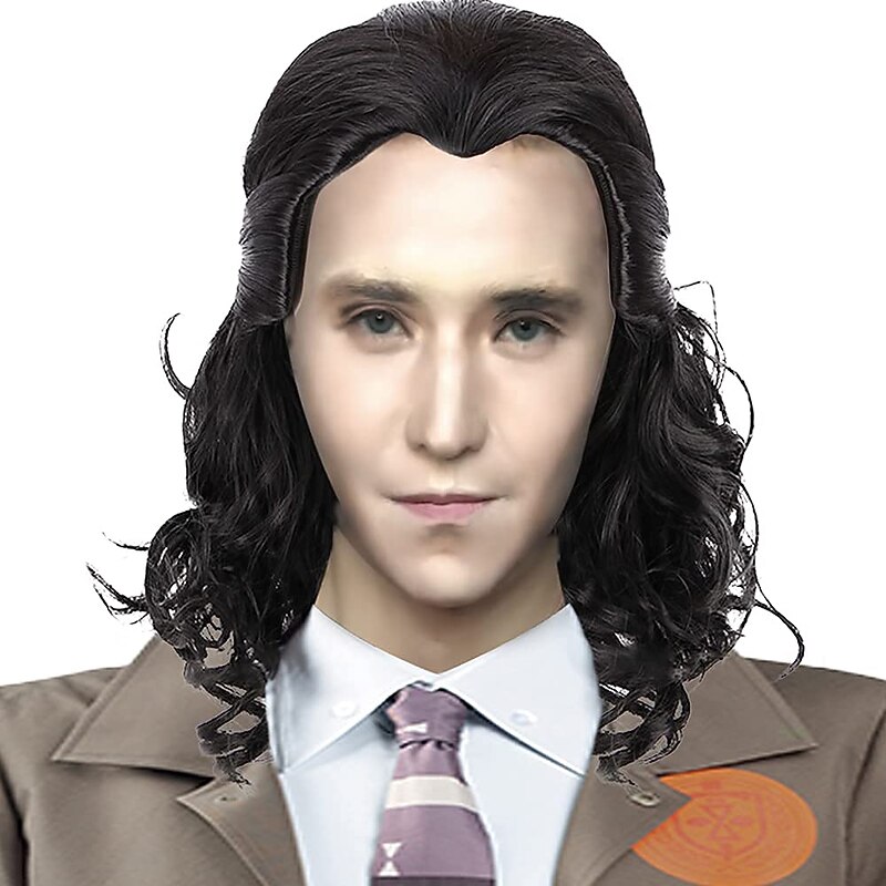 Wigs Long Curly Wig For Men Superhero Black Wavy Wig Cosplay Accessories Fancy Dress Party Halloween Wigs4