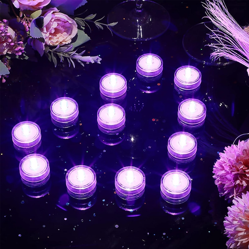 Submersible LED Lights 12pcs Waterproof RGB Underwater Light for Wedding Tea Light Hot Tub Pond Aquarium Swimming Pool Party Vase Decoration Lighting2