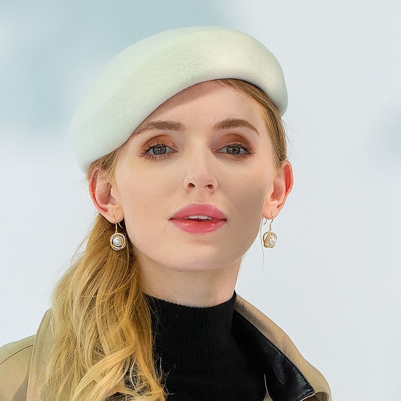 Hats Headwear 100% Wool Beret Hat Party / Evening Casual Melbourne Cup Cocktail Royal Astcot Fashion Elegant With Smooth Pure Color Headpiece Headwear
