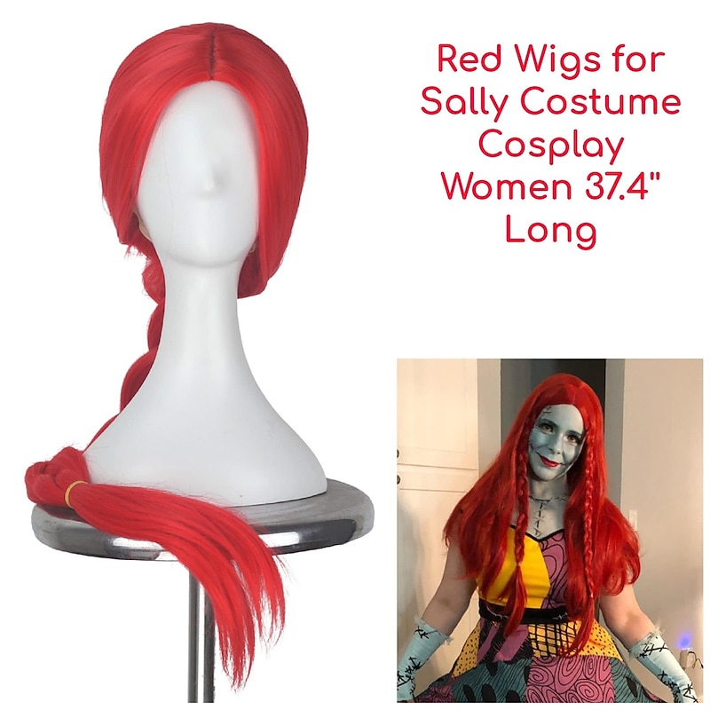 Long Red Braided Wig Red Jessie Cowgirl  Wig for Women 95cm Long Sally Wig Adult  Outfit Halloween Wigs4