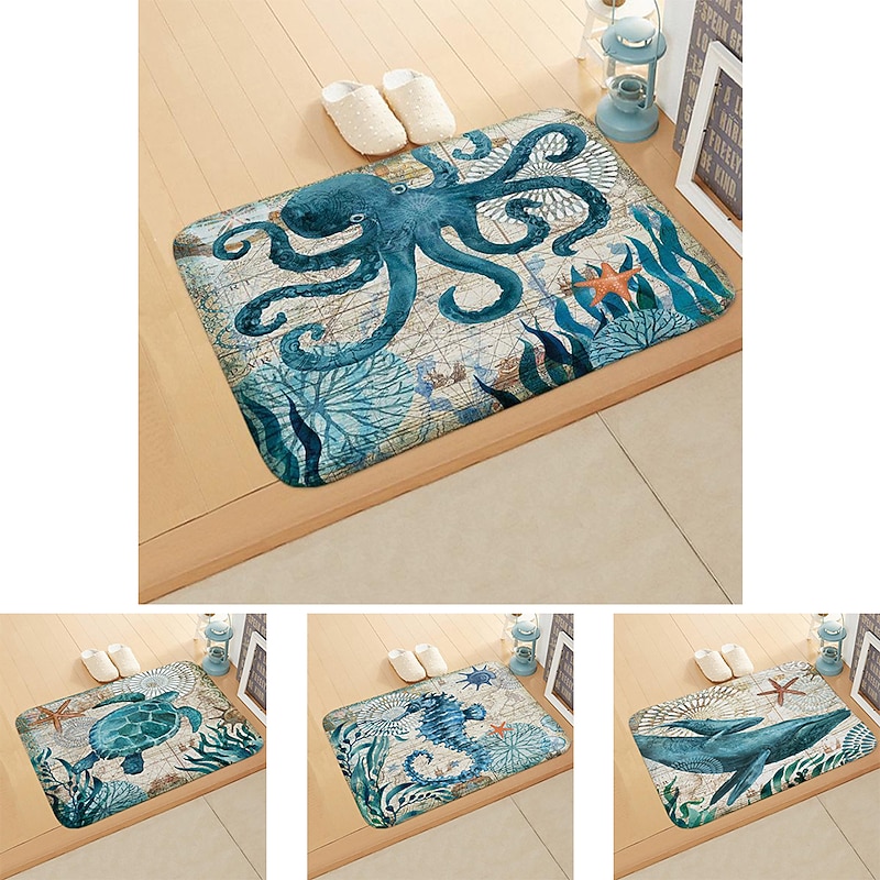 Sea Turtles Doormat,Floor mats Washable Rugs Kitchen Mat Welcome Mats Outdoor, Front Door Rug Outdoor Entrance, Rubber Mats Outside for Entryway, Patio, High Traffic Areas2