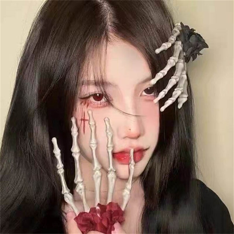 2 Pcs Halloween Decor Hairpin Dark Horror Cute Funny French Headgear Fun Skull Design Accessories2