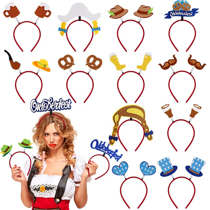 2022 New German Oktoberfest Decoration Headband Festival Party Photo Props Beer Headband Head Buckle