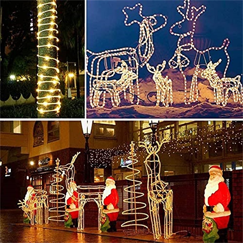 7/12/20m Solar LED String Lights Outdoor Holiday 50/100/200/300/500LEDs EL 5mm 1Set Mounting Bracket Warm White Cold White RGB Holiday Lights Outdoor Party Holiday Solar Powered2