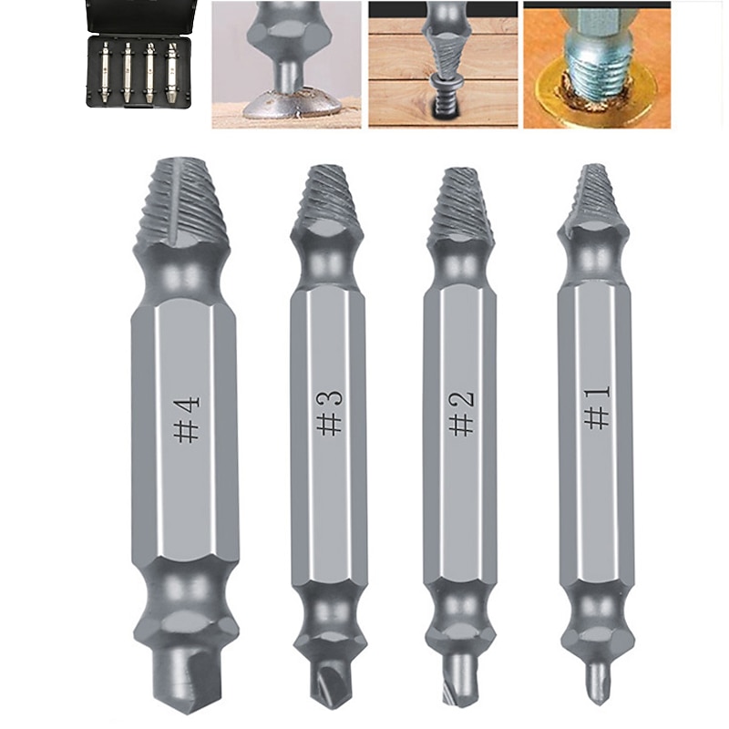 4/5/6pcs S2 Damaged Screw Extractor Drill Bit Set Easily Take Out Broken Screw Bolt Remover Stripped Screws Extractor Demolition Tools4
