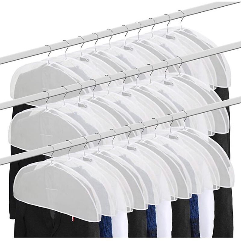 12 Pack Household Transparent Coat Shoulder Covers Dust-Proof Suit Hanging Bag Wardrobe Storage Clothes Dust-Proof Shoulder Covers4