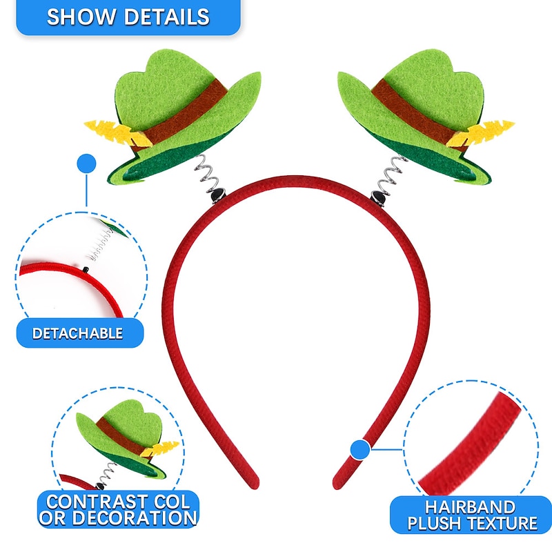 2022 New German Oktoberfest Decoration Headband Festival Party Photo Props Beer Headband Head Buckle4