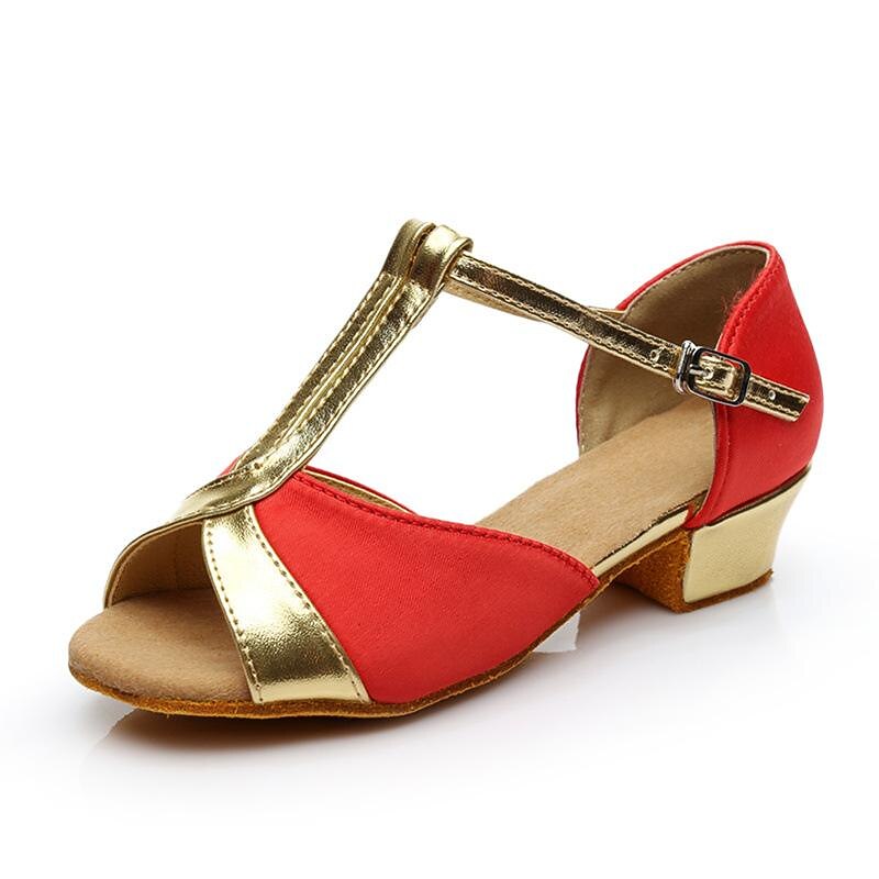 Girls' Gold and Black T-Strap Dance Shoes – Low Heel Ballroom Latin Shoes for Kids' Dance Class, Parties & Performances3