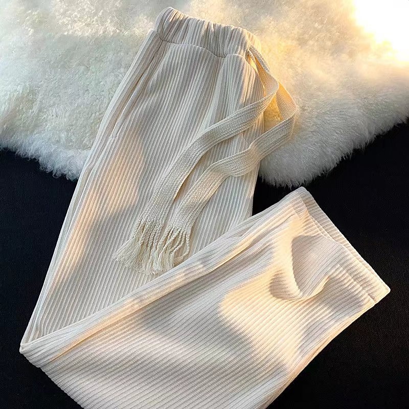 Men's Corduroy Pants Winter Pants Trousers Drawstring Elastic Waist Straight Leg Solid Color Comfort Warm Casual Daily Streetwear Sports Fashion Black Apricot Micro-elastic3