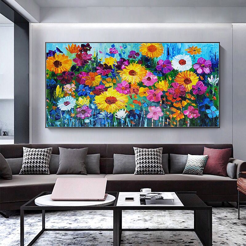 Mintura Handmade Flowers Oil Paintings On Canvas Wall Art Decoration Modern Abstract Pictures For Home Decor Rolled Frameless Unstretched Painting4