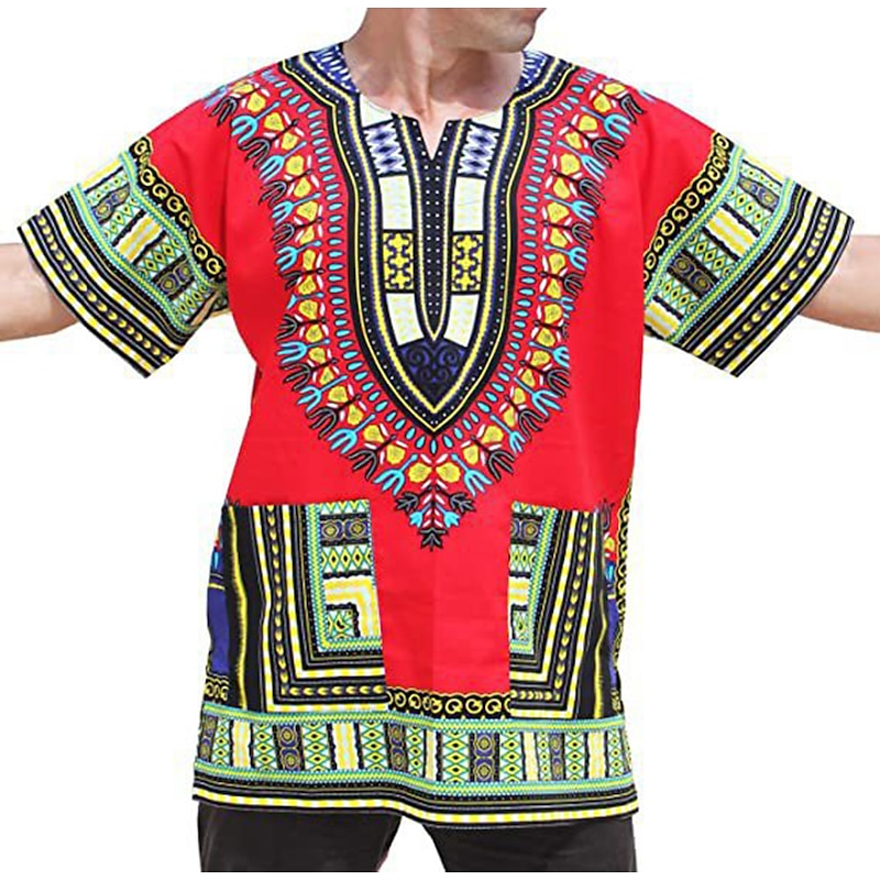 Men's Modern African Outfits Plus Size African Print Dashiki Masquerade Adults Top Party3