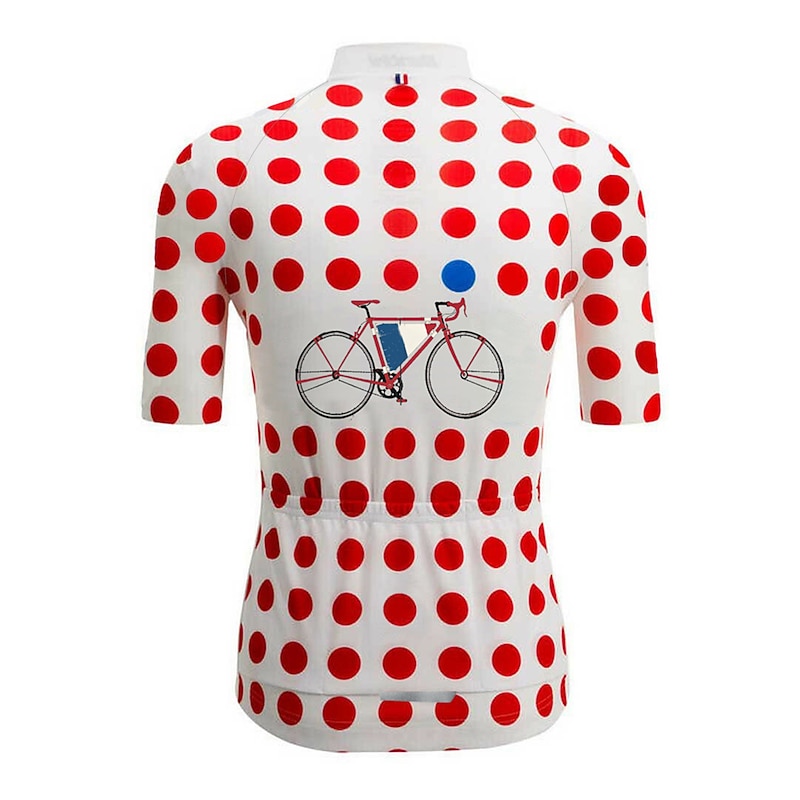 Men's Cycling Jersey Polka Dot Short Sleeve Bike Jersey Top with 3 Rear Pockets Mountain Bike MTB Road Bike Cycling Quick Dry Reflective Strips Back Pocket Moisture Wicking Sports Black White Yellow4