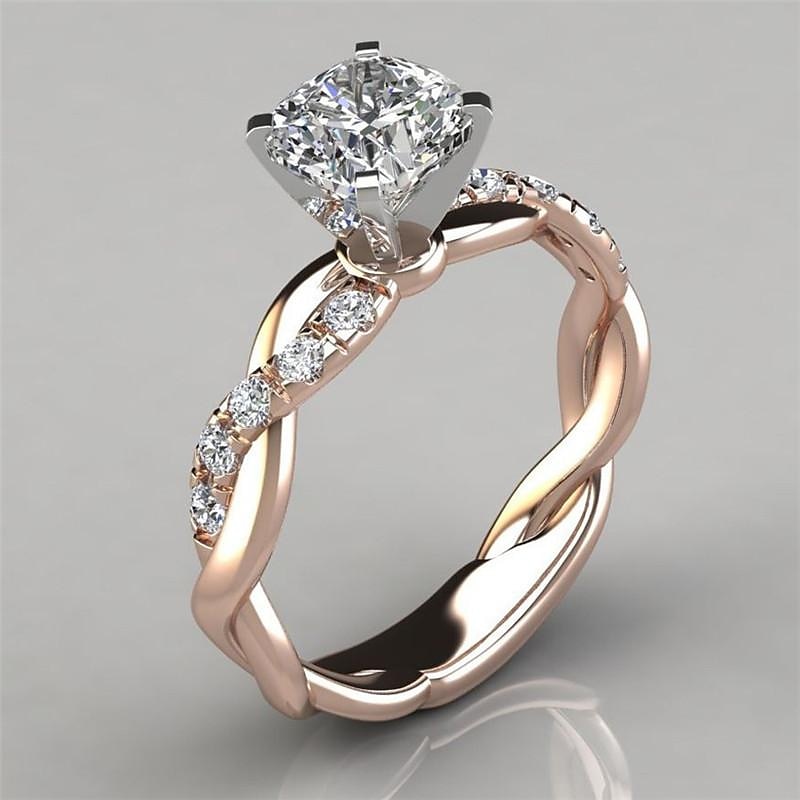 1pcs siliver gold rose gold princess diamond ring cross twist diamond ring for women3