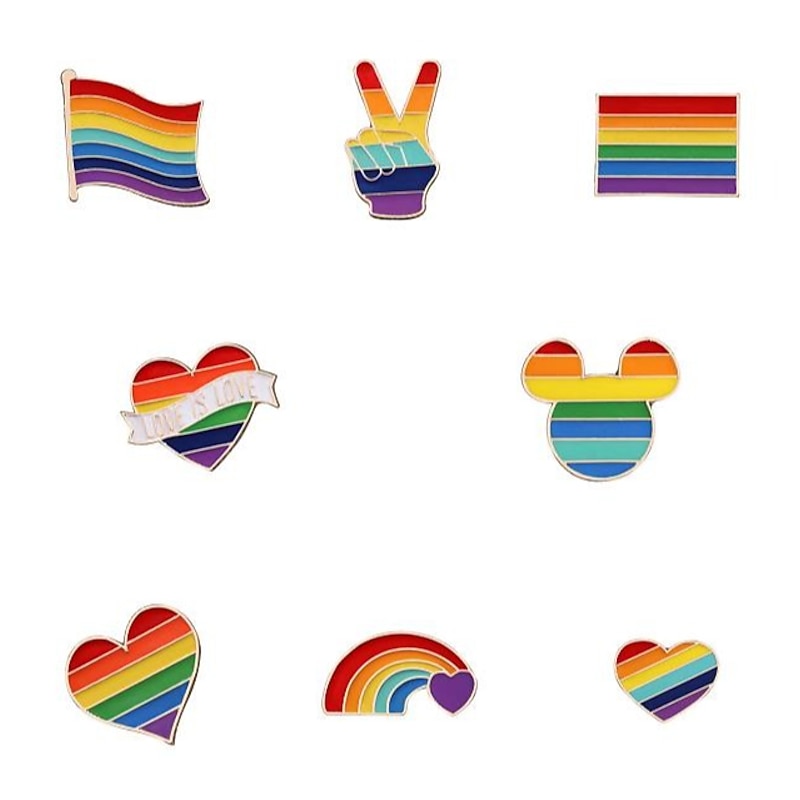 16Pcs Gay Pride Pins-Pride LGBTQ Accessories Pin-Love is Love-Enamel Pins for Backpack Hat-Lapel Pins for Pride Festivals（Random）