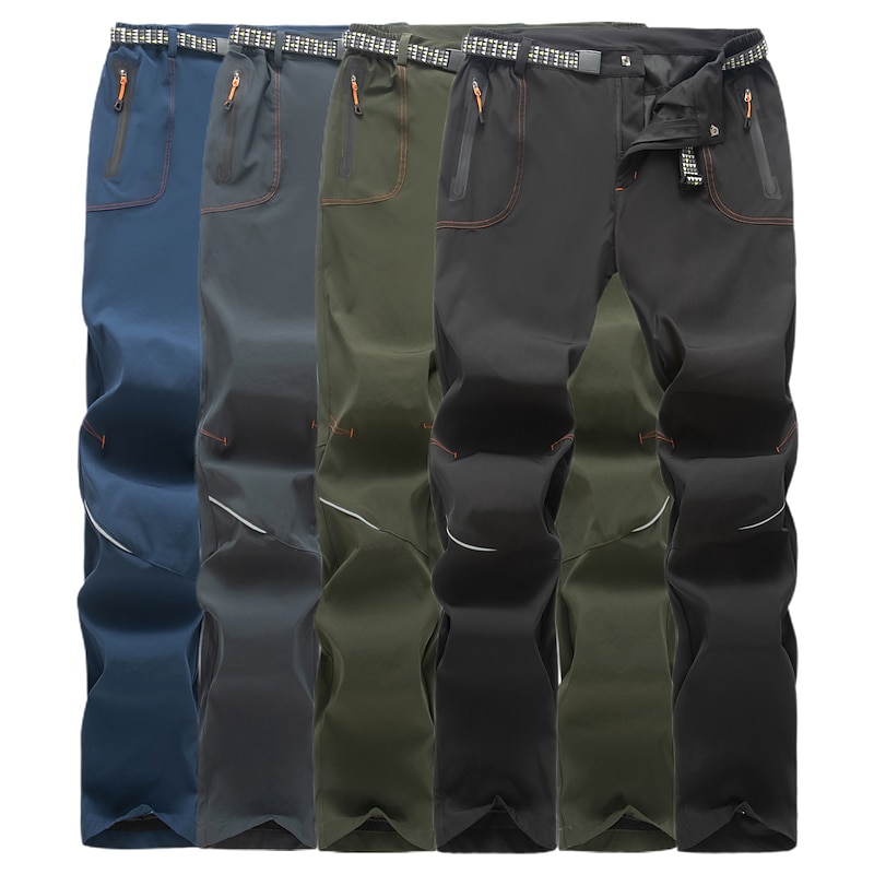 Men's Hiking Pants Trousers Summer Outdoor Windproof Quick Dry Zipper Pocket Lightweight Bottoms Elastic Waist Zipper Pocket Black Army Green Spandex Hunting Fishing Climbing S M L XL XXL