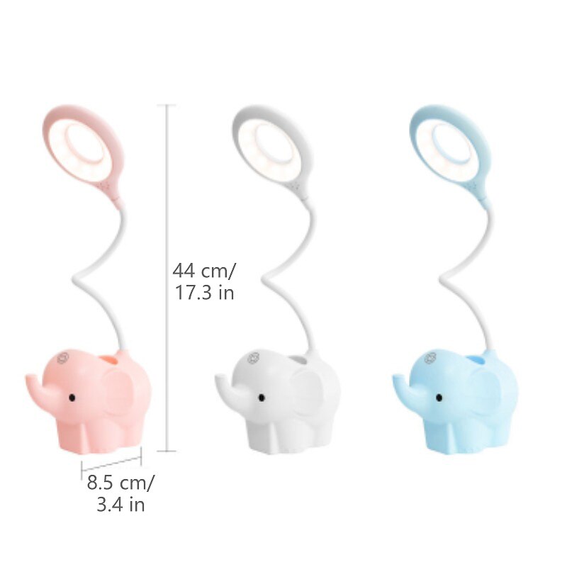 Creative Cute Pet Elephant Animal LED Desk Lamp USB Charging Plug-in Dual-use 3-color Dimmable Learning Accessories Bright Cute Bedside Lamp Learning Desk Lamp Night Light4