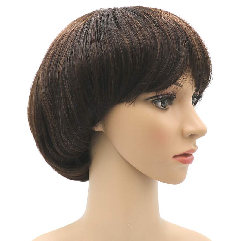 Cosplay Mushroom Wig Short Haircut With Bangs Bob Wig for Men Bowl Cut Wigs Halloween Wigs