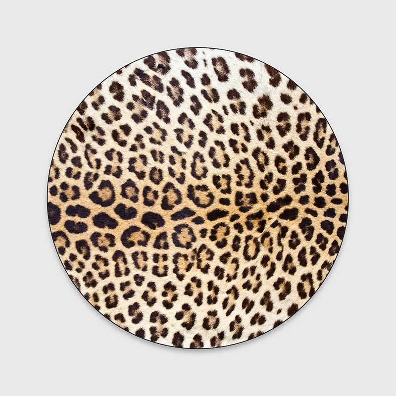 Round Leopard Print Area Rug Floor Decor Non Slip Absorbent Carpet For Entryway Bedroom Living Room Sofa Home Deco3