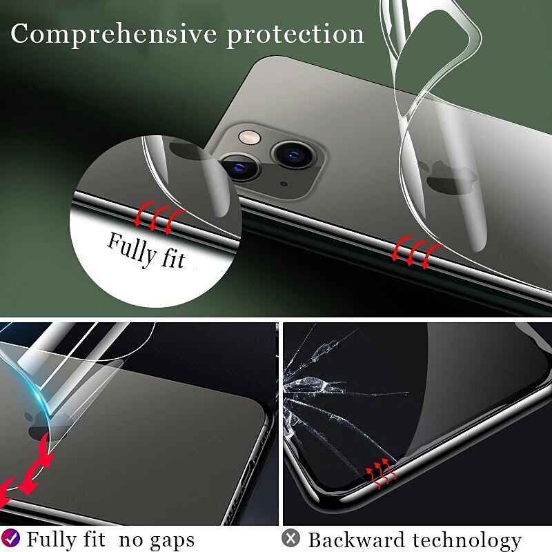 [4 Pack] Back Screen Protector For Apple iPhone 16 iPhone 15 Pro Max Plus iPhone 14 13 12 11 Pro Max Mini X XR XS Max 8 7 Plus TPU Hydrogel Self-healing Anti-Fingerprint High Definition Ultra Thin4