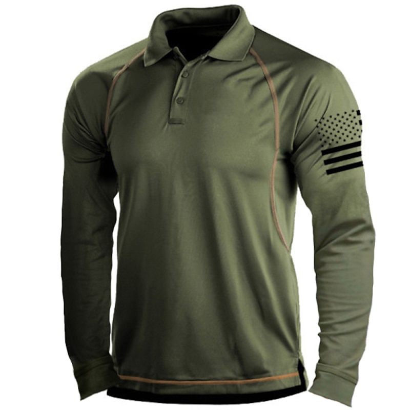 Men's T shirt Henley Shirt Long Sleeve Shirt Top Outdoor Breathable Quick Dry Lightweight Soft Polyester Black Grey Black White Fishing Climbing Camping / Hiking / Caving3