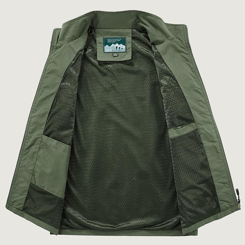 Men's Fishing Vest Hiking Vest Top Outdoor Breathable Quick Dry Multi Pockets Black khaki Dark Blue Fishing Climbing Camping / Hiking / Caving3