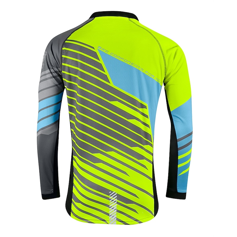 Men's Downhill Jersey Stripes Long Sleeve Bike Jersey Top with 3 Rear Pockets Mountain Bike MTB Road Bike Cycling Quick Dry Soft Comfortable Moisture Wicking Sports Black Yellow Army Green Clothing3