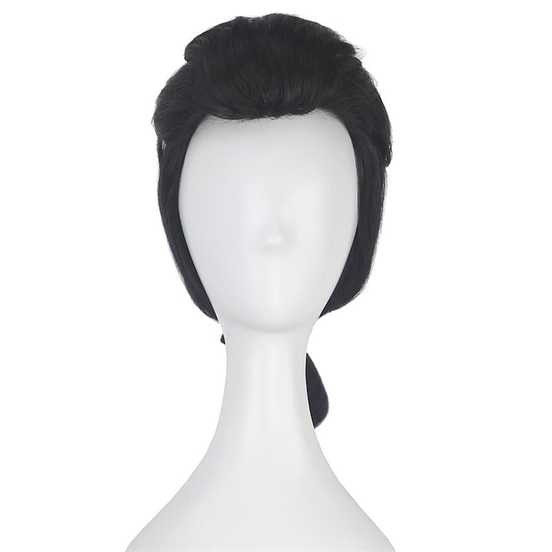 Gaston Cosplay Wig for Men Beauty and the Beast Gaston Colonial Men Long Hair Wigs Black Wavy with Ponytail Heat Resistant Synthetic Wig During the Halloween Wigs2