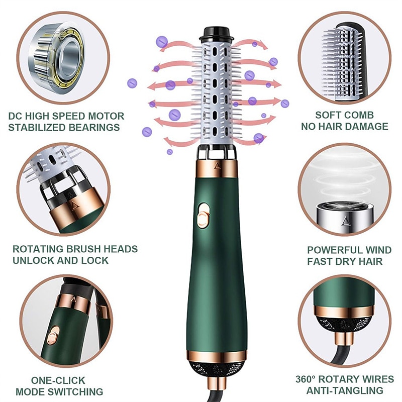 Blow Dryer with Comb Hair Dryer Comb Hot Air Curling For Hair Roller  Ionic Hair Straightening Brush Quick Professional Brush Dry Hair Curler Curling Iron4