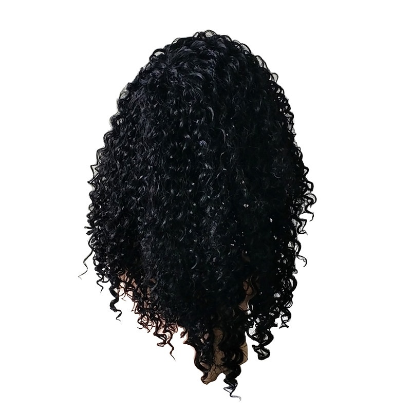 Synthetic Wig Afro Curly Asymmetrical Machine Made Wig Medium Length Black Synthetic Hair Women's Soft Classic Easy to Carry Black / Daily Wear / Party / Evening3