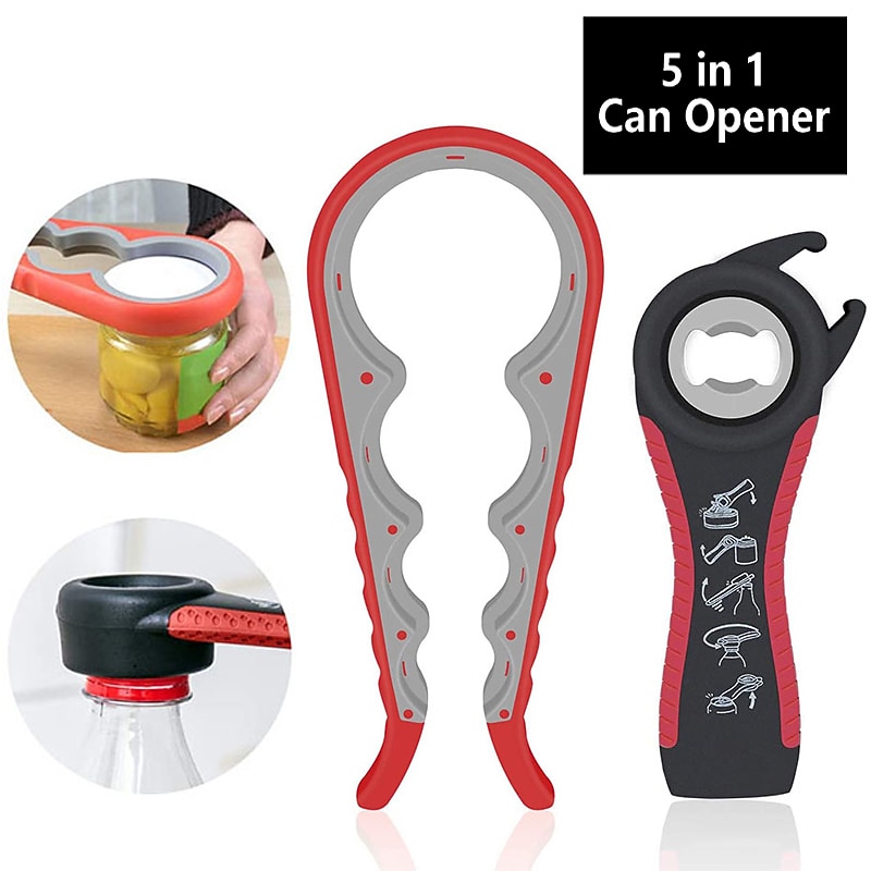 Jar Opener 5 in 1 Multi Function Can Opener Bottle Opener Kit with Silicone Handle Easy to Use for Children Elderly and Arthritis Sufferers2