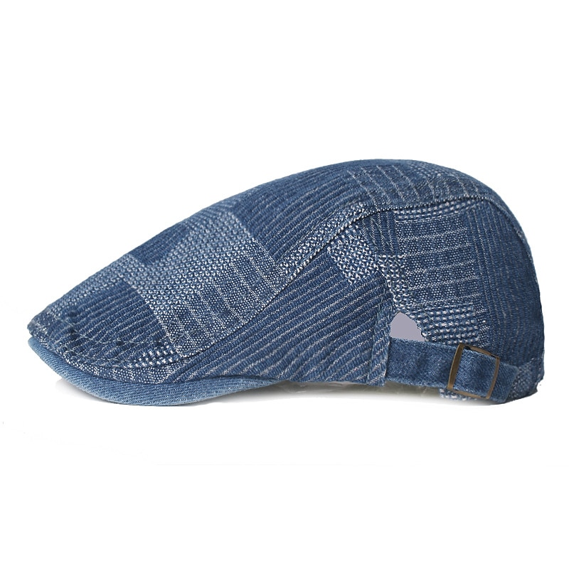 Men's Flat Cap Black Blue Denim Streetwear Stylish 1920s Fashion Outdoor Daily Going out Lattice Warm2