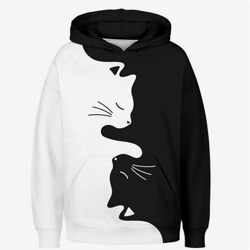 Unisex Boys Girls' 3D Animal Cat Hoodie Long Sleeve 3D Print Spring Fall Active Sports Fashion Kids 3-13 Years Outdoor Daily Indoor Regular Fit
